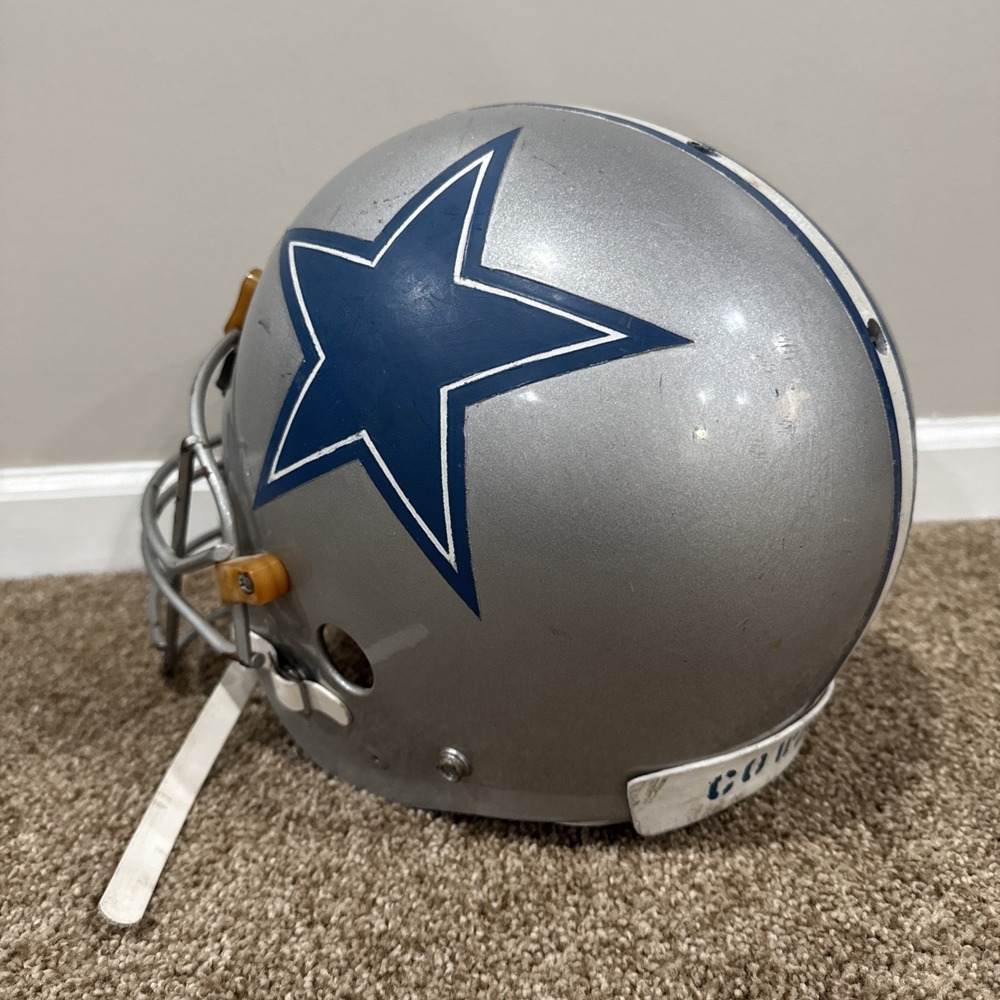 Vintage Dallas Cowboys Professional Game Helmet MAXPRO 2001 NFL Silver Blue Mask - Picture 6 of 14